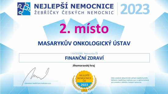 Masarykův onkologický ústav se umístil na 2. místě v hodnocení finančního zdraví nemocnic